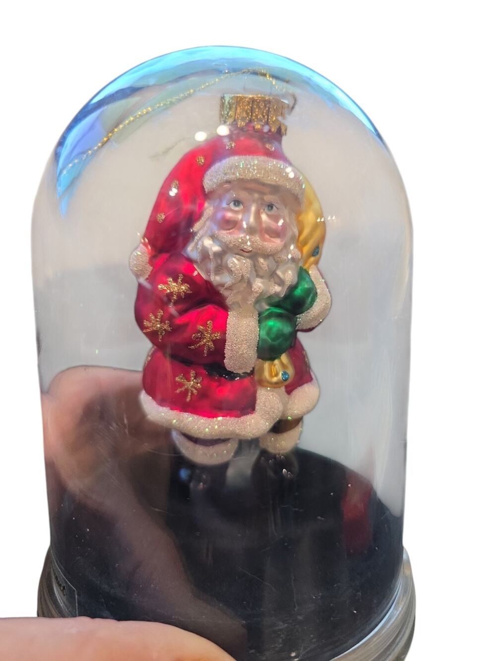 Unique Treasures Hand Blown Christmas Glass Santa Ornament